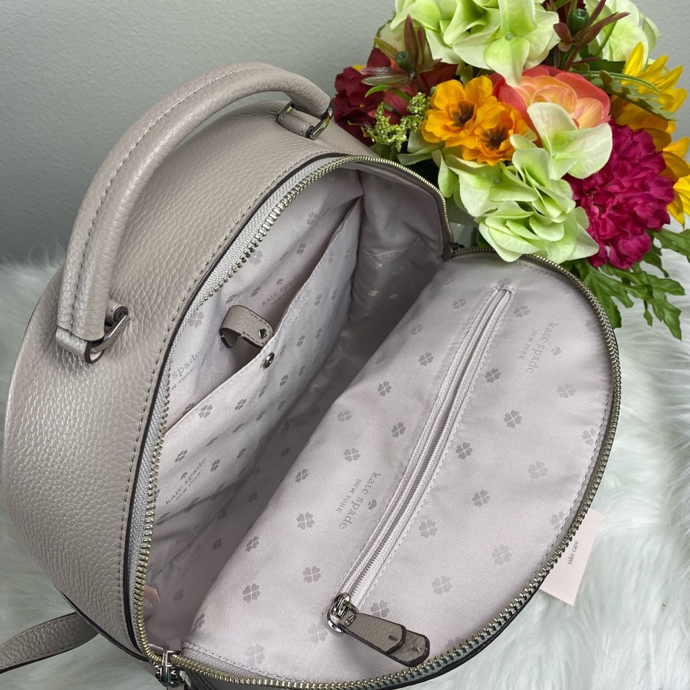 🔥SALE🔥 KATE SPADE TAUPE MEDIUM LEATHER BACKPACK - Picture 7 of 8